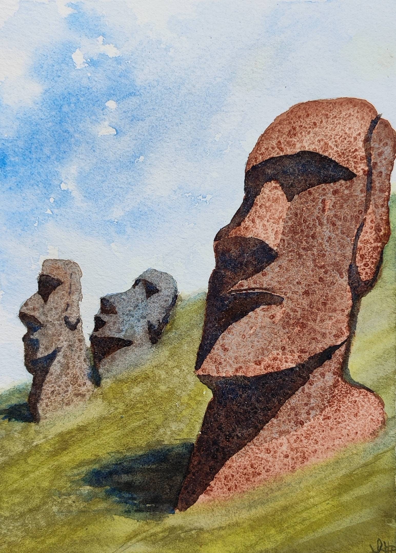 Moai Statue, Easter Island Statue from a splash of watercolor, colored  drawing, realistic. Vector illustration of paints 2735558 Vector Art at  Vecteezy