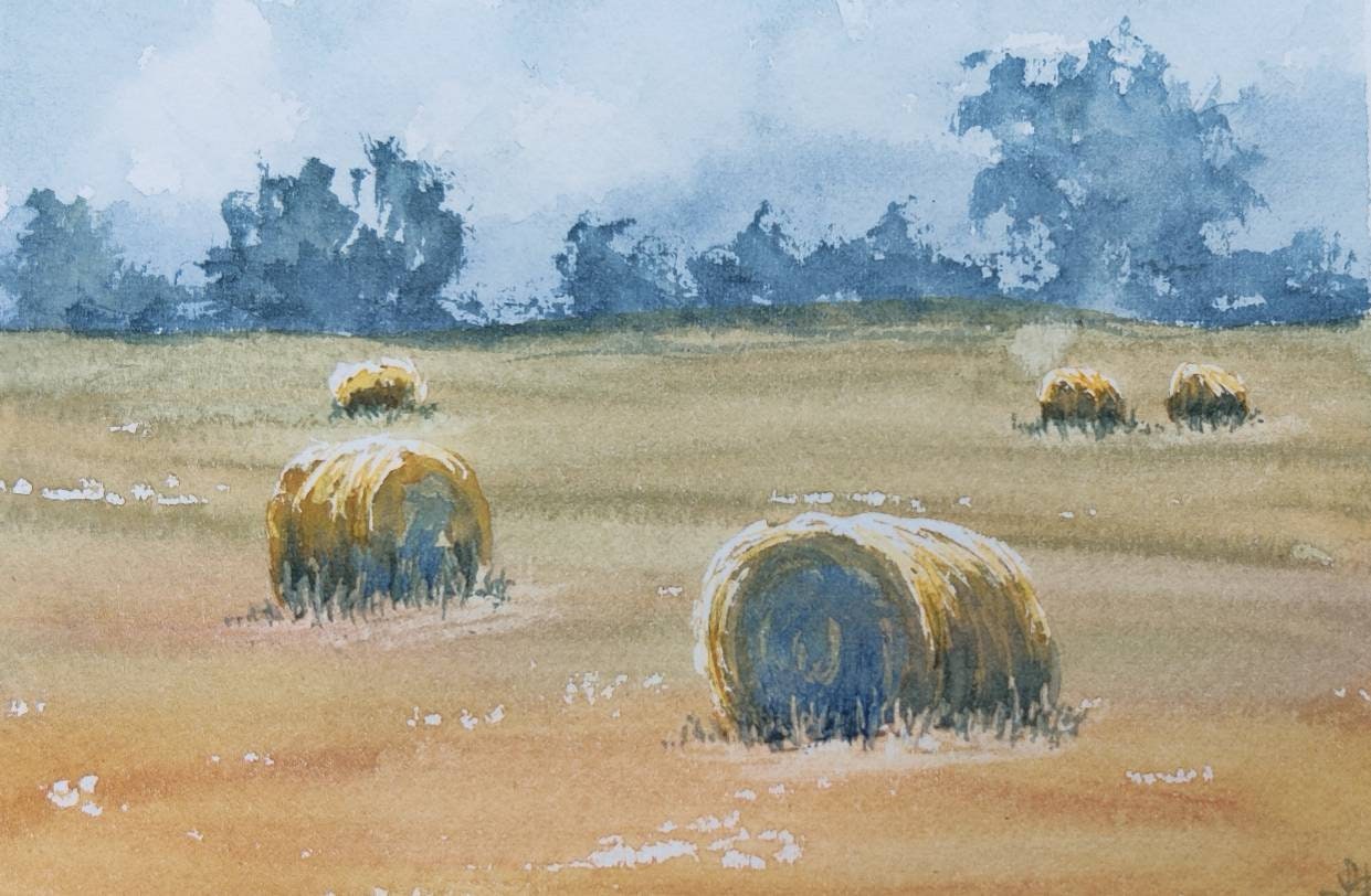 Summer Hay Bales in Indigo